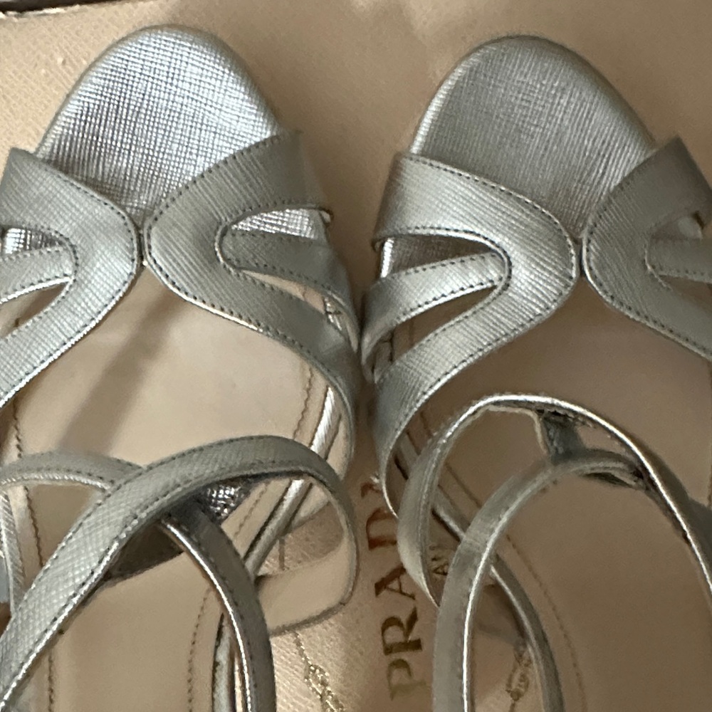 Prada Silver Strappy Heels - Picture 7 of 16